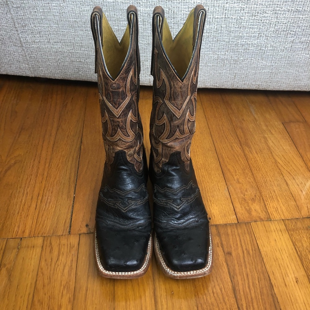 Ostrich leather cowboy boots